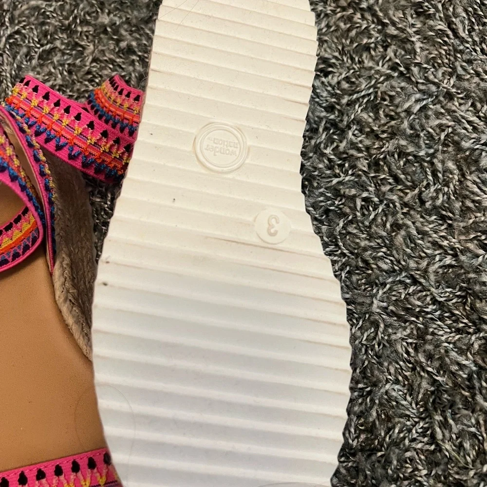 Wonder Nation Girls Pink Embroidered Espadrille Sandals - Size 3